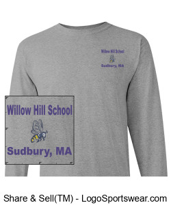 YOUTH Long-sleeved, grey, Willow Hill School BEE shirt Design Zoom